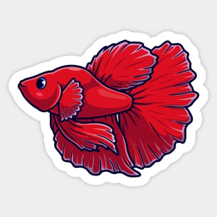 Cute Guppy Betta Fish Cartoon Vector Icon Illustration Sticker